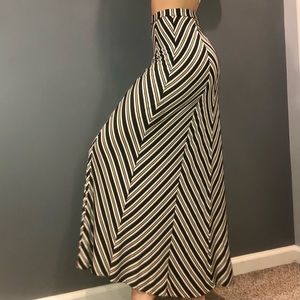 Falls Creek small paneled neutral chevron striped maxi skirt